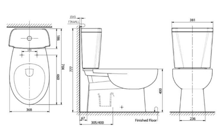 Kích thước đạt tiêu chuẩn của bồn cầu 2 khối