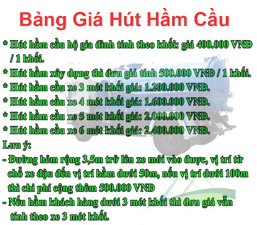 Bảng giá hút hầm cầu huyện Hàm Tân mới nhất